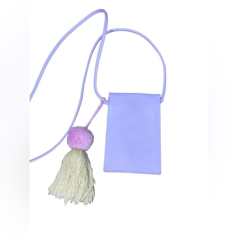 Lavender crossbody/shoulder Pouch with PomPom